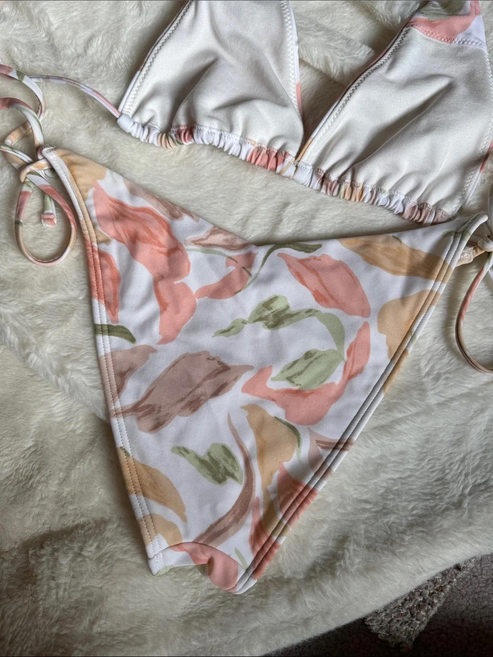 Abercrombie & Fitch Pink White Floral Side Tie Multiway Bikini Matching Set - Picture 5 of 7